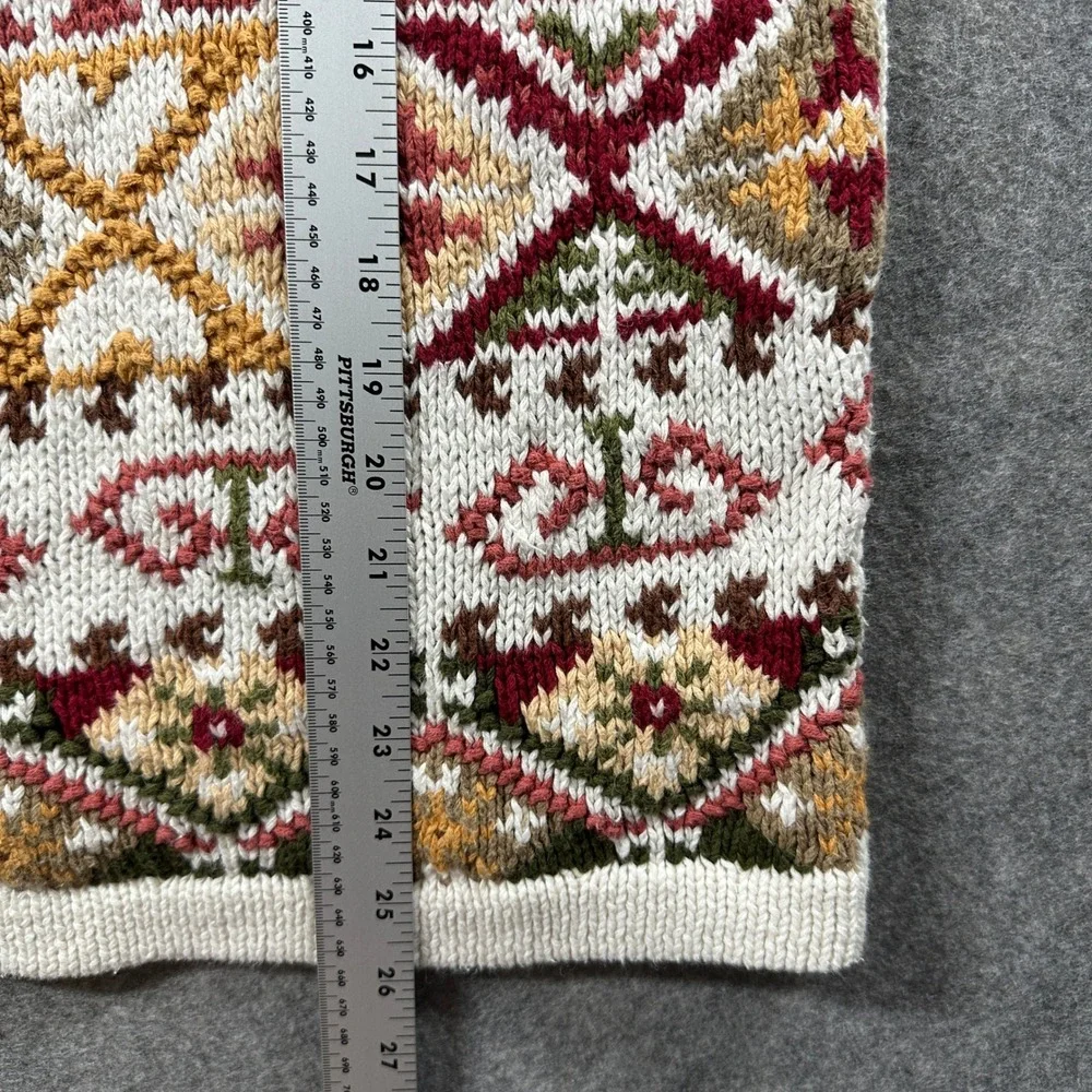 Vtg Heirloom Collectible Sweater Womens M Cream‎ Geometric 1992 Mock Neck